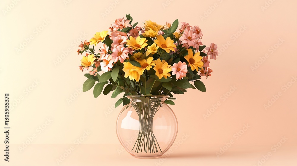 custom made wallpaper toronto digitalPeach background, floral bouquet, glass vase, spring