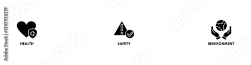 HSE banner web icon vector illustration for Health Safety Environment in the corporate occupational safety and health