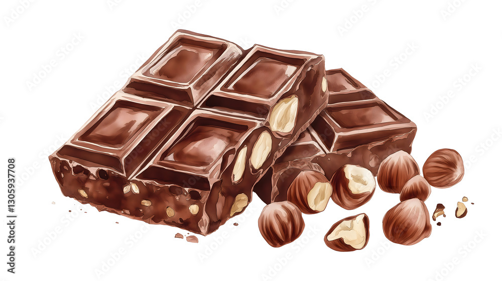 A chocolate bar with nuts on top of it