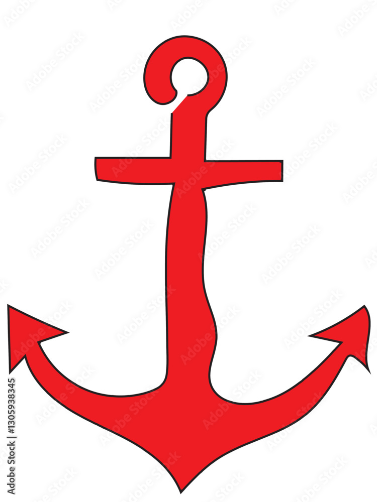 Anchor in continuous line drawing on white background. Anchor in continuous line drawing on white background.