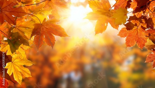 fall background autumn colorful leaves and sun flares