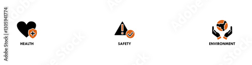 HSE banner web icon vector illustration for Health Safety Environment in the corporate occupational safety and health