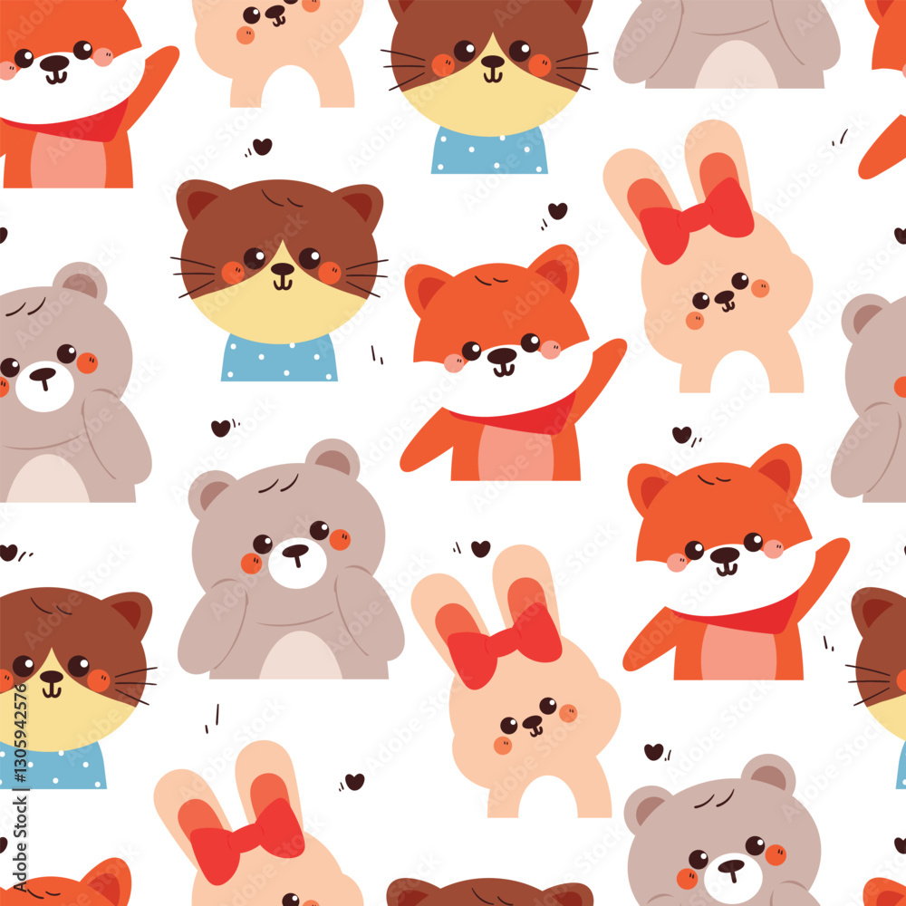 seamless pattern cute cartoon animals. animal drawing for wallpaper, pattern, background seamless pattern cute cartoon animals. animal drawing for wallpaper, pattern, background