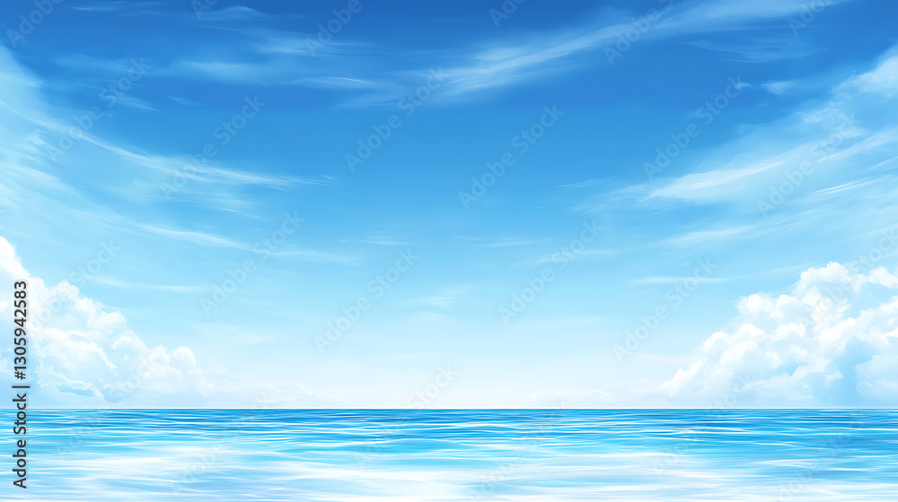 Obraz premium Calm ocean waves tropical beach digital art serene environment wide angle tranquility and relaxation