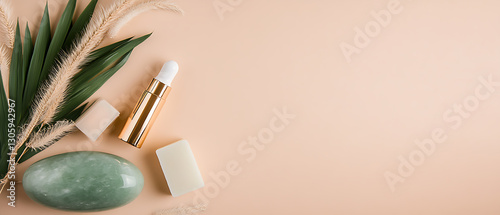 Wallpaper Mural Skincare products display minimalist setting beauty flat lay natural elements aesthetic perspective wellness concept Torontodigital.ca