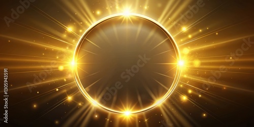 Abstract golden light circle effect with shining rays spreading outward ,  abstract, golden, light, circle, effect, shining