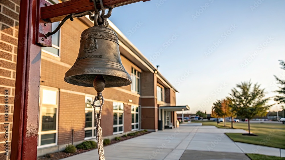Drone Shot: School Bell, New Day, Education, Learning, Aerial View, Sunrise, Students, Campus, Back to School Drone Shot: School Bell, New Day, Education, Learning, Aerial View, Sunrise, Students, Campus, Back to School