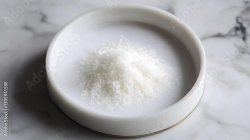 Pile of White Rice in Marble Bowl Minimalist Food Photography