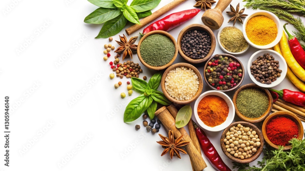 Fresh aromatic spices and herbs isolated on white background, spices, herbs, fresh, isolated, white background, ingredient Fresh aromatic spices and herbs isolated on white background, spices, herbs, fresh, isolated, white background, ingredient