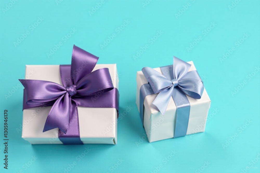 Obraz premium Two elegantly wrapped presents with pastel bows, a delightful visual for celebratory occasions.