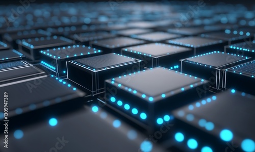 Futuristic high-tech battery storage facility image featuring advanced energy solutions.