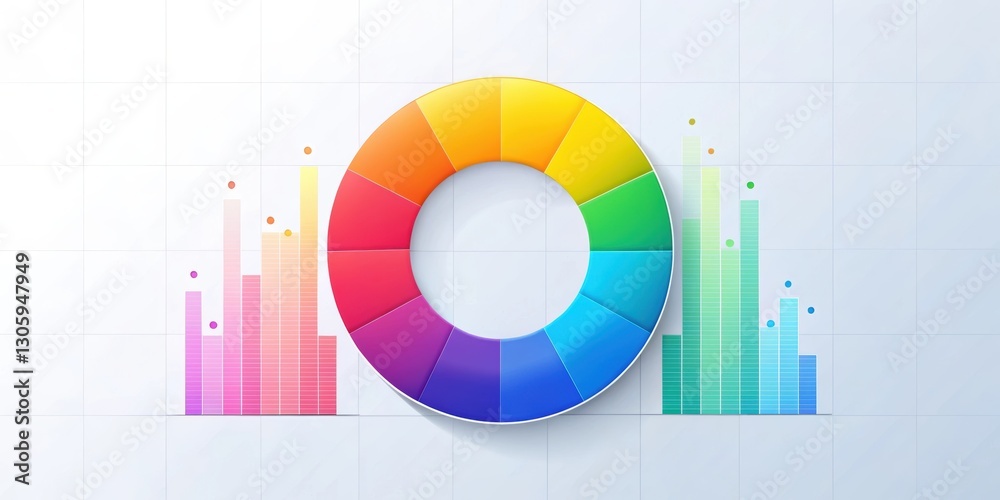 Obraz premium Gradient circle chart infographic with colorful segments representing data and statistics, infographic, gradient, circle