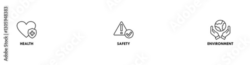 HSE banner web icon vector illustration for Health Safety Environment in the corporate occupational safety and health