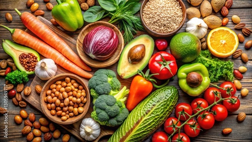 Wallpaper Mural A colorful array of fresh vegetables, avocados, nuts, and lean proteins Torontodigital.ca