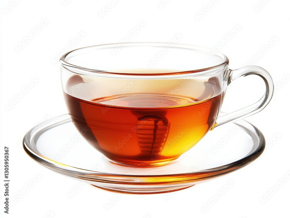 Brewing refreshing tea home kitchen beverage photography clear glass cup warm environment serenity concept Brewing refreshing tea home kitchen beverage photography clear glass cup warm environment serenity concept