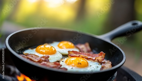 Outdoor Breakfast Eggs and Bacon photo