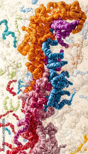 Colorful protein structure, scientific, molecular biology, lab