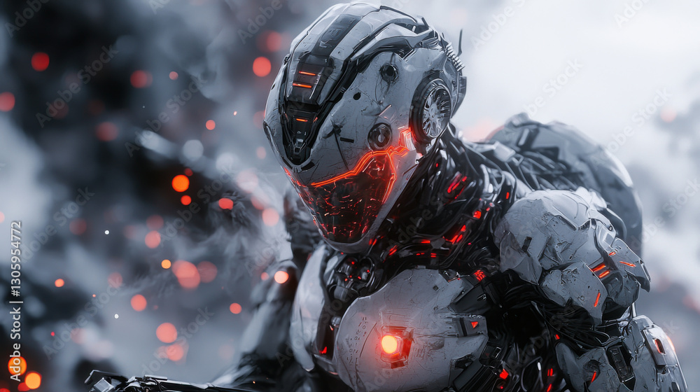 Futuristic combat robot sci-fi landscape digital art high-tech environment close-up view advanced technology concept Futuristic combat robot sci-fi landscape digital art high-tech environment close-up view advanced technology concept