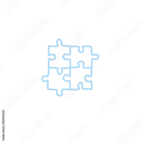 Four piece puzzle diagram, jigsaw chart blank template on white background. Abstract infographics design for business presentation or website.Hand drawn vector