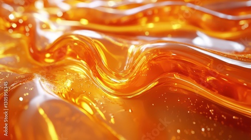 Golden liquid flowing, abstract texture