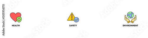HSE banner web icon vector illustration for Health Safety Environment in the corporate occupational safety and health