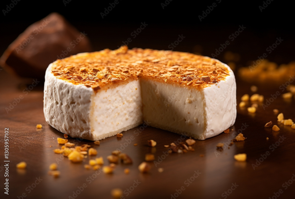 Open Circular Rice Cake Topped with a Slice of White Cream Cheese Open Circular Rice Cake Topped with a Slice of White Cream Cheese