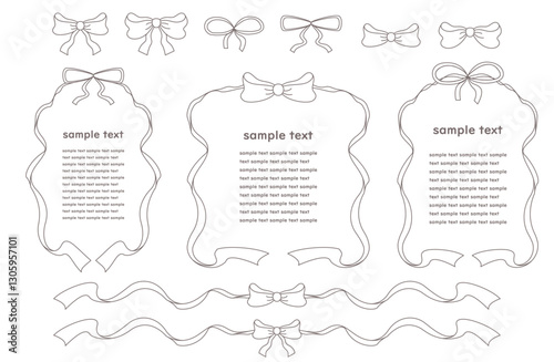 Retro ribbon frame vector illustration set Simple and cute