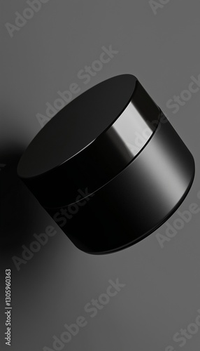 Pomade cream jar mockup black matte color floating on air dark background