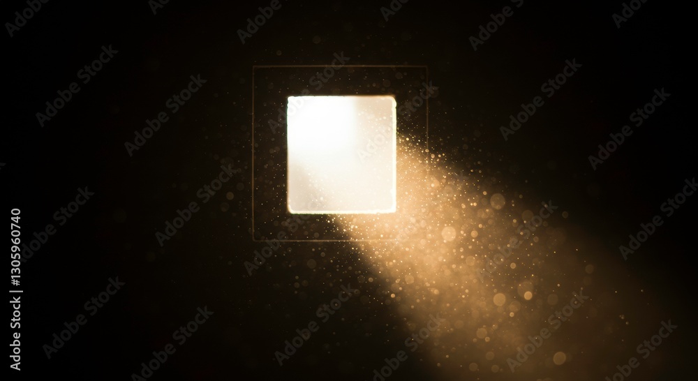 Illuminated square: A bright, glowing square emitting a beam of light against a dark background, creating a sense of mystery and intrigue. Illuminated square: A bright, glowing square emitting a beam of light against a dark background, creating a sense of mystery and intrigue.