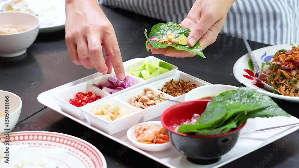 Preparing Miang Kham Savoury Leaf Wraps Preparing Miang Kham Savoury Leaf Wraps