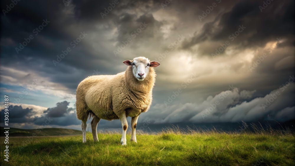 Panoramic Sad Sheep Photography: Lonely Ram, Depressed Ewe, Melancholy Flock, Grazing Pasture, Rural Scene, Weeping Animal, Bleak Landscape Panoramic Sad Sheep Photography: Lonely Ram, Depressed Ewe, Melancholy Flock, Grazing Pasture, Rural Scene, Weeping Animal, Bleak Landscape
