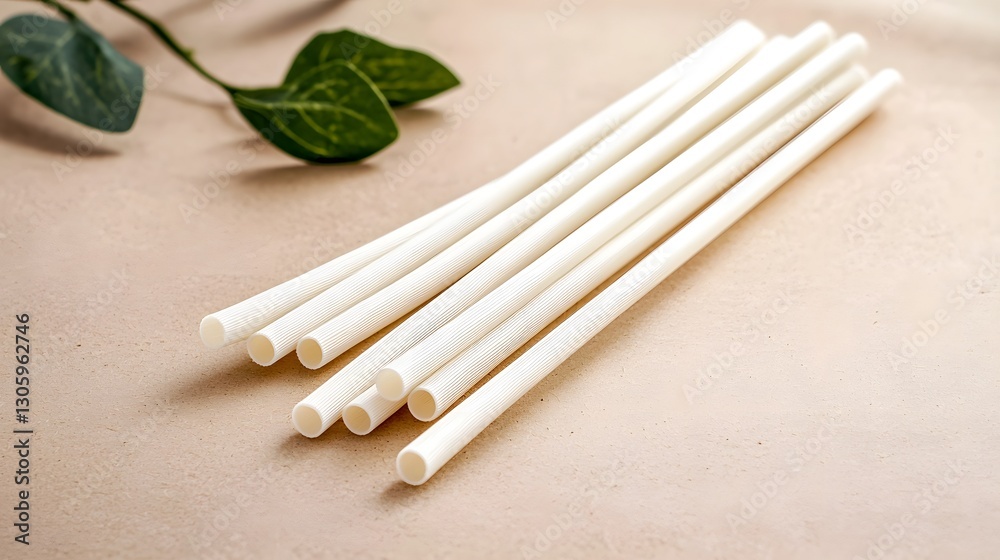 Close up of a photo of a biodegradable PLA straw with a soft natural texture displayed on an eco friendly kraft paper surface Close up of a photo of a biodegradable PLA straw with a soft natural texture displayed on an eco friendly kraft paper surface