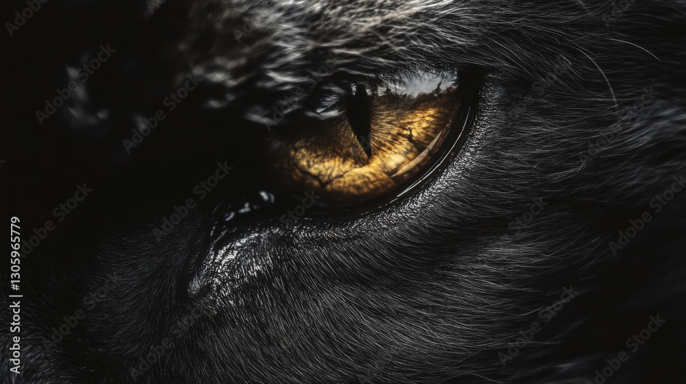 A regal black panther's intense gaze, close-up capturing every detail of its sleek fur and deep yellow eyes, soft yet moody lighting creating a striking contrast A regal black panther's intense gaze, close-up capturing every detail of its sleek fur and deep yellow eyes, soft yet moody lighting creating a striking contrast