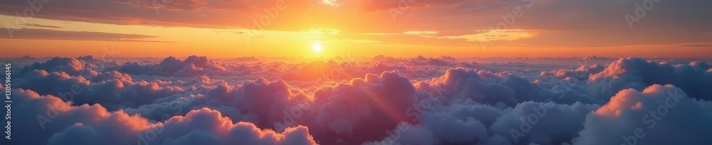 Golden hour above the cloudscape, breathtaking panorama, view, vista, high altitude Golden hour above the cloudscape, breathtaking panorama, view, vista, high altitude