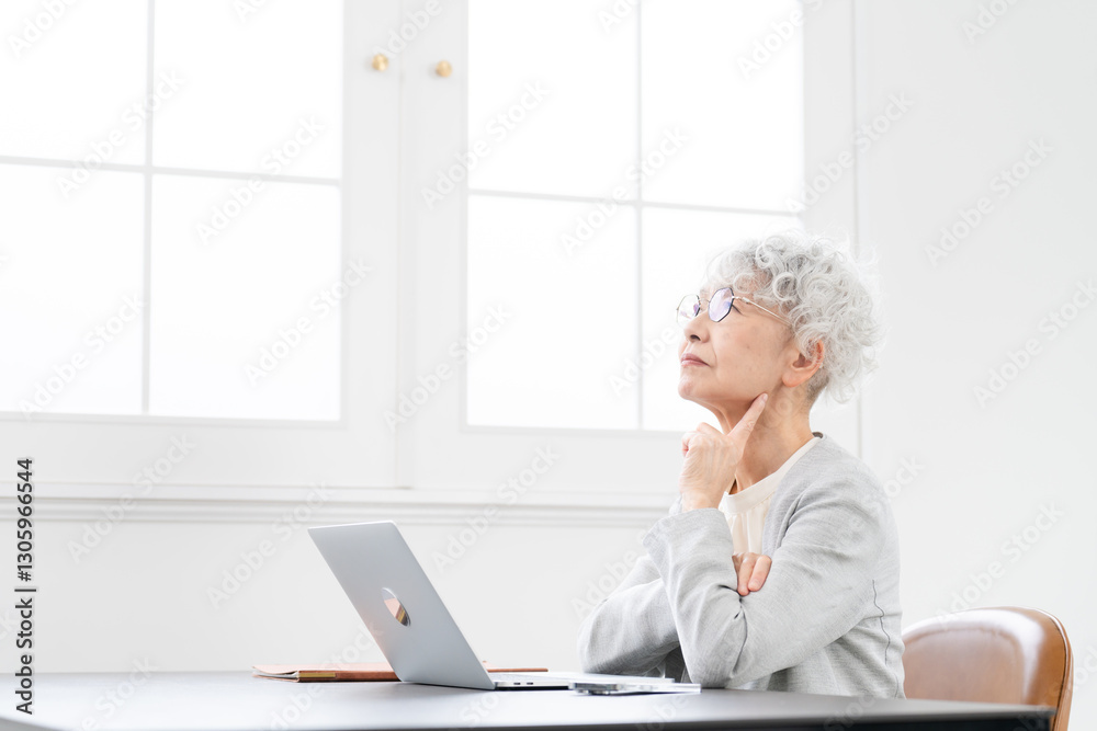 ビジネススーツを着たシニア女性　ビジネスイメージ	
