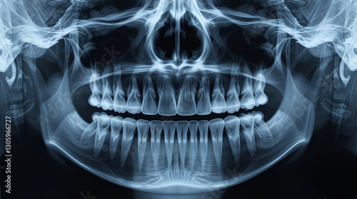 Panoramic radiograph is a scanning dental X-ray of the upper jaw maxilla and lower jawbone mandible a child aged 7 seven years.