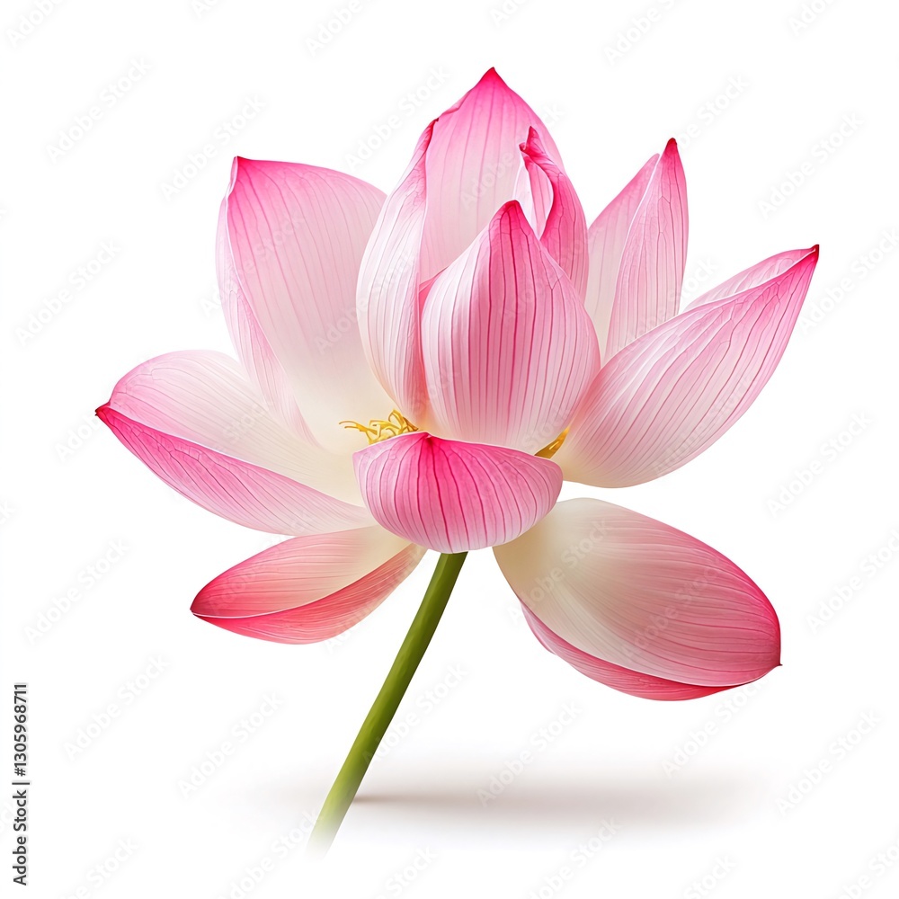 Pink lotus flower blossom, isolated, white background, serenity Pink lotus flower blossom, isolated, white background, serenity