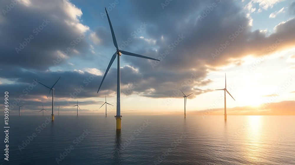 Massive offshore wind turbines in ocean environment captured in high-resolution image.