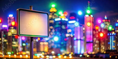 Glowing sign with colorful lights  urban atmosphere