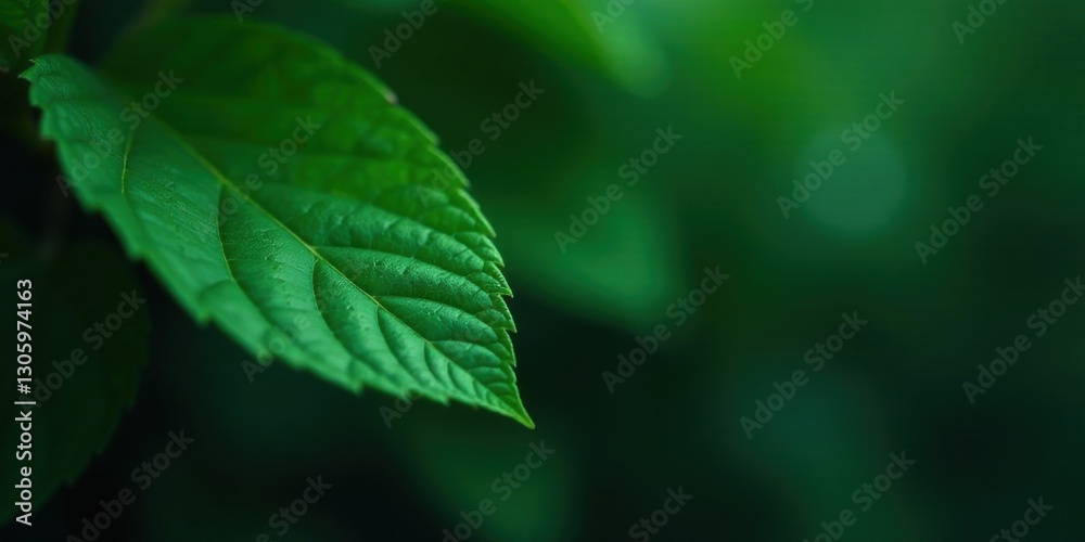 A Close-Up View of a Single Lush Green Leaf with Intricate Veins, Showcasing the Beauty of Nature's Detail A Close-Up View of a Single Lush Green Leaf with Intricate Veins, Showcasing the Beauty of Nature's Detail