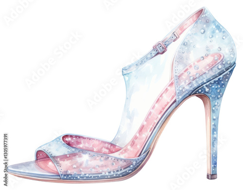 PNG elegant watercolor high heel.