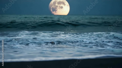 full moon over sea