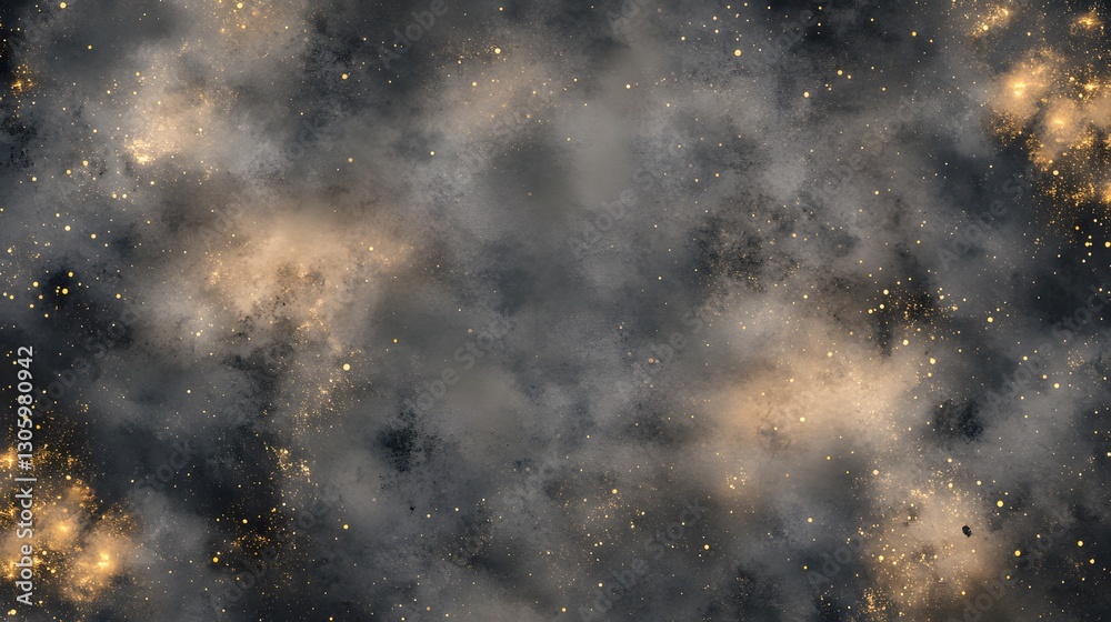 Fototapeta premium Abstract Cosmic Nebula Background Gold Glitter Stars