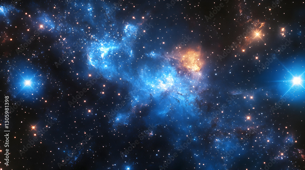 Fototapeta premium bokeh with deep space blue and soft star-like lights 