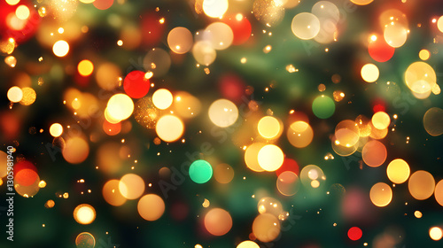bokeh with red green and golden lights 
