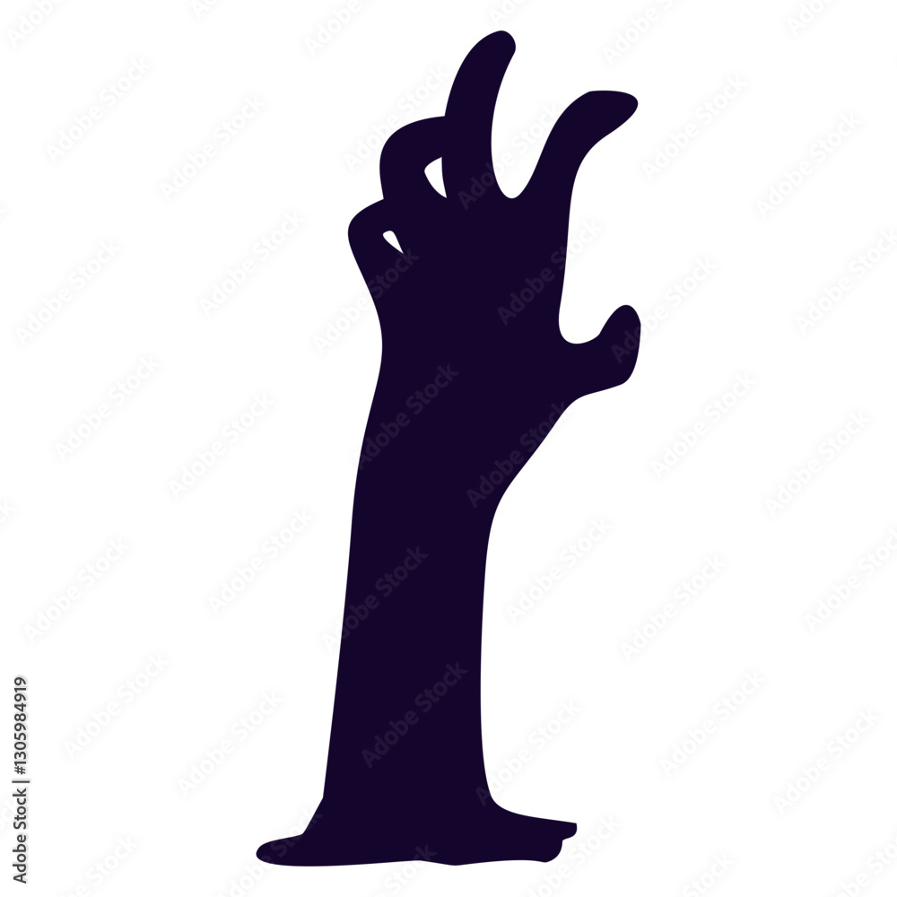 Obraz premium Halloween Zombie Hand Silhouette. Isolated on White Background.