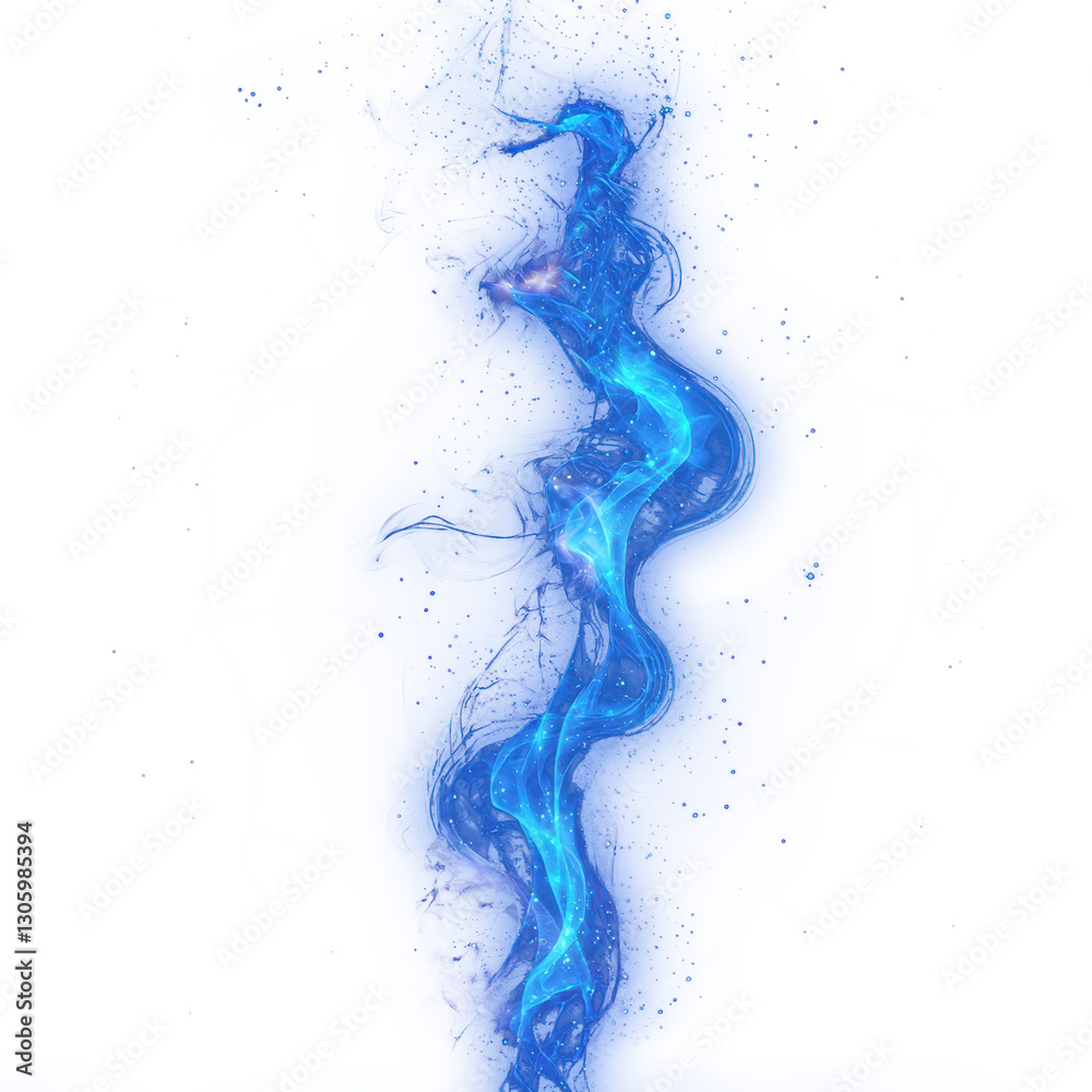 Fototapeta premium Blue mystical energy aura, glowing magic effect clipart on transparent background
