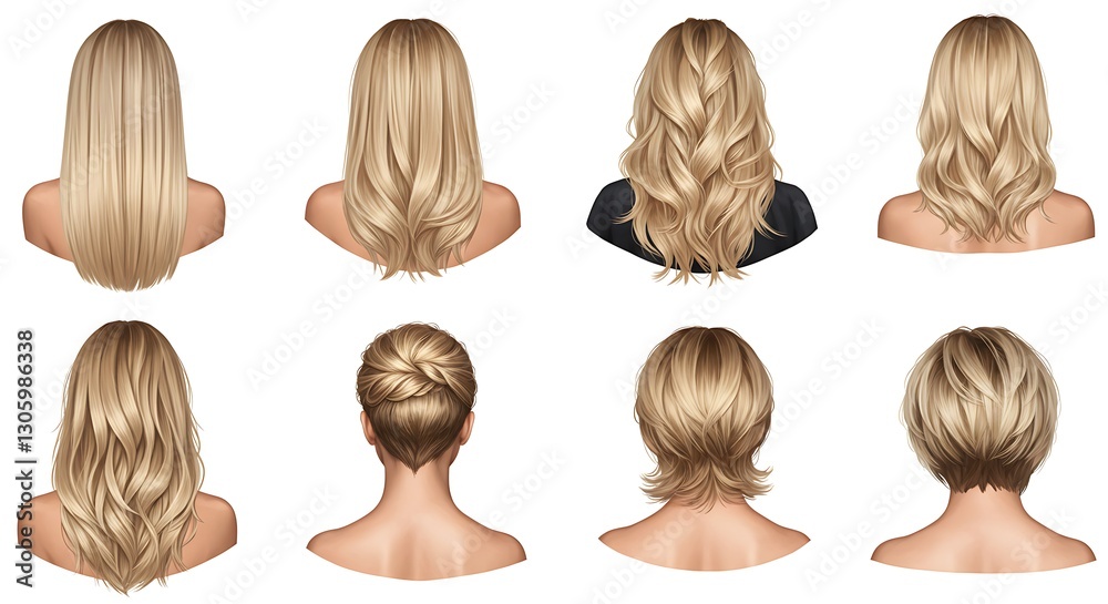Illustration of diverse blonde hairstyles - beauty standards - for hair salon website Illustration of diverse blonde hairstyles - beauty standards - for hair salon website