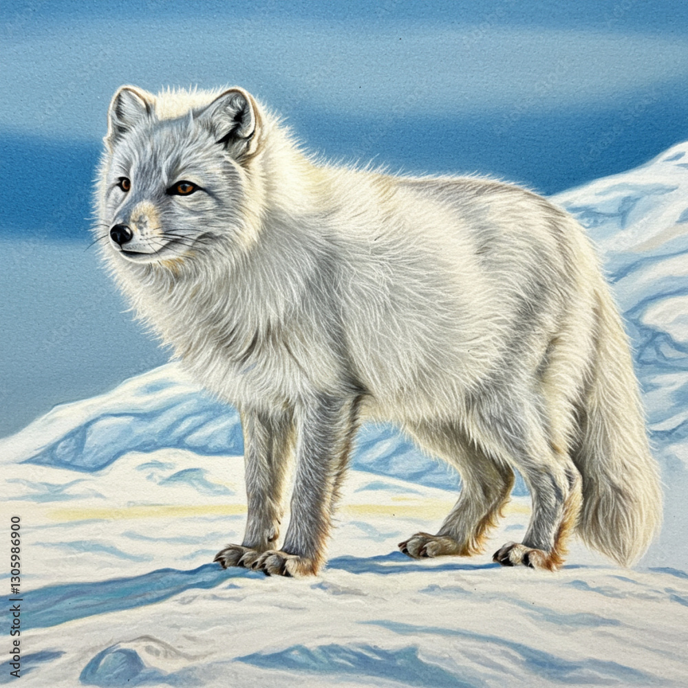 Obraz premium Arctic Fox Drawing Colored