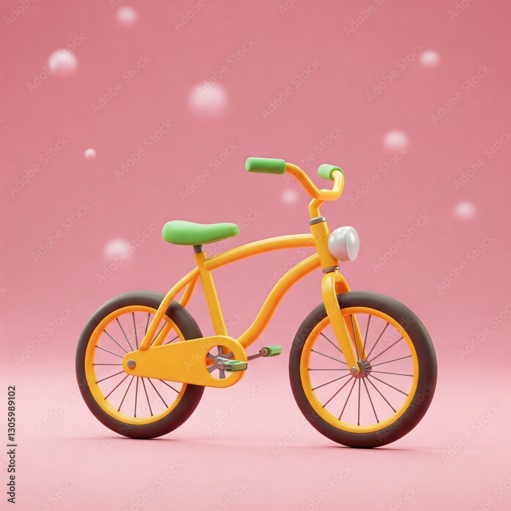 Fototapeta premium yellow bicycle with pink background